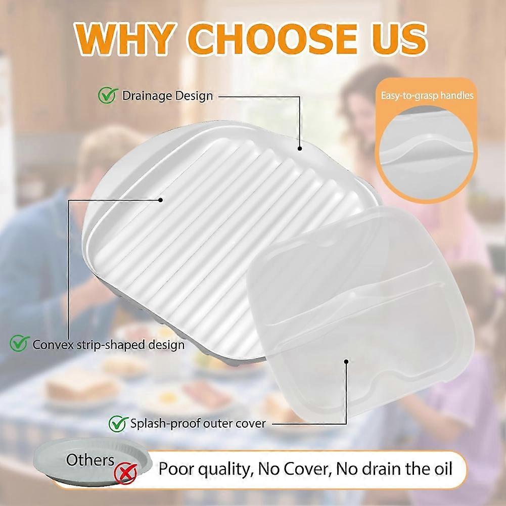 Mikrobølge baconbrett med lokk, plastbaconkomfyr for mikrobølgeovn, mikrobølge baconkomfyr med lokk, for bacon