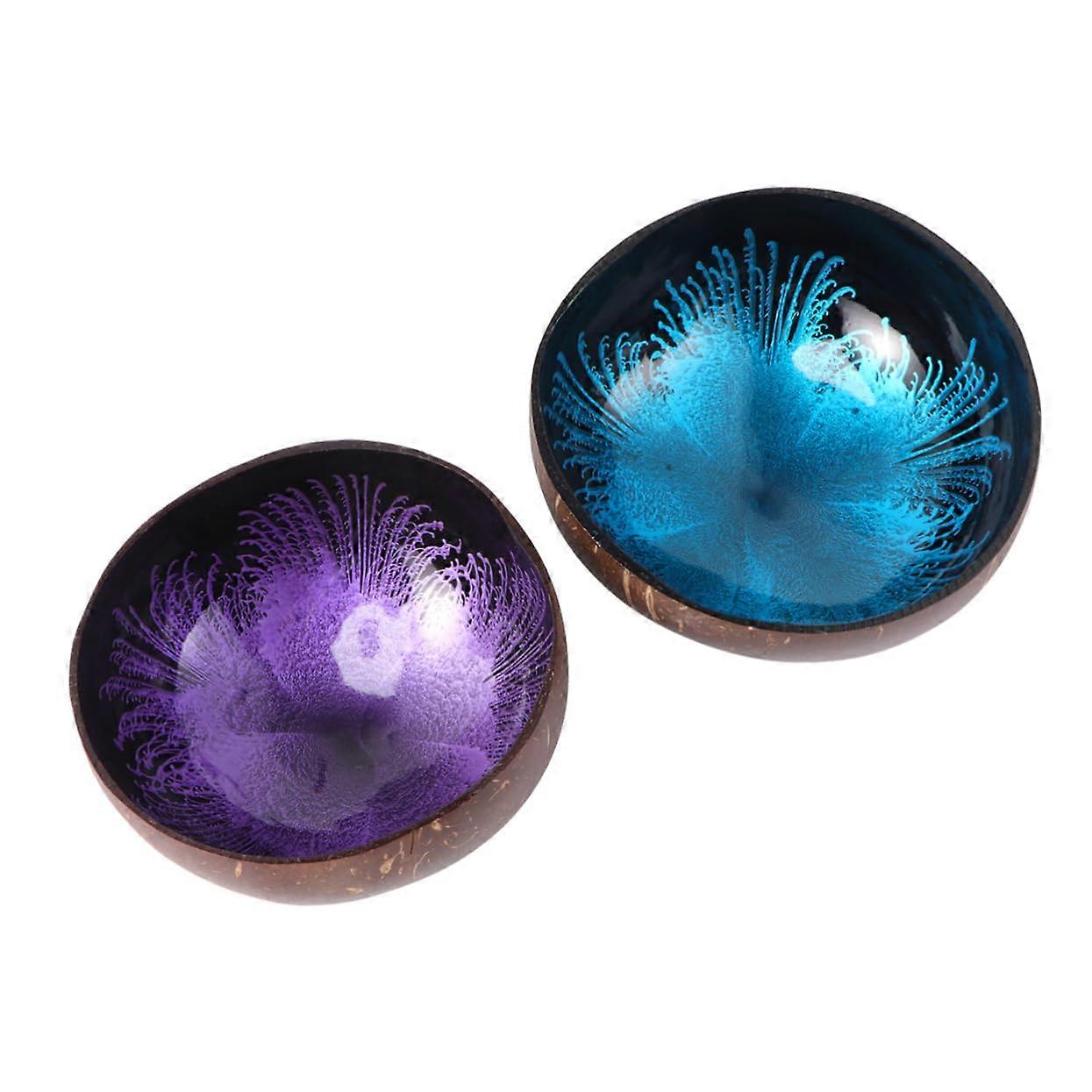 2Pcs Natural Coconut Shell Decorative Bowl with Unique Patterns for Keys Snacks and Stylish Home Organization