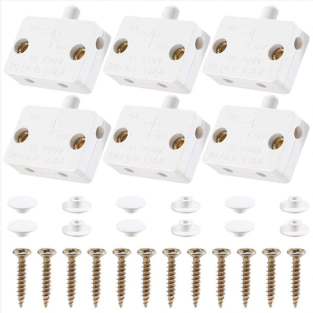 6Pcs Door Led Switch for Closet Light,Electrical Lamp Switches,White