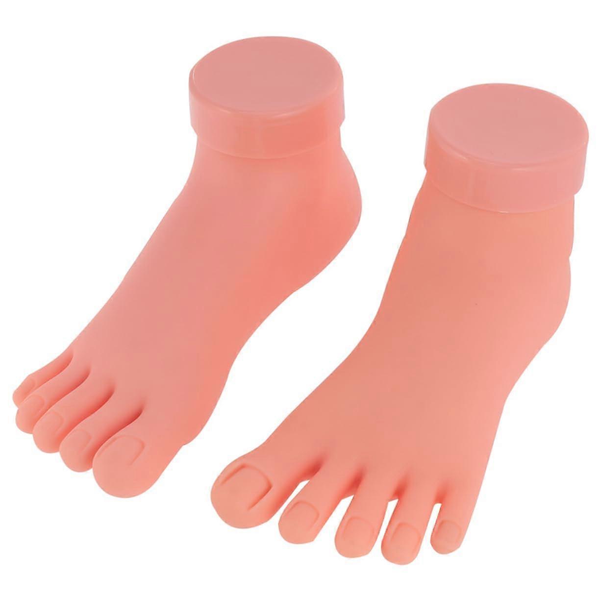 2 Pcs Nail Art Practice Foot Model Flexible Manicure Training Tool with Realistic Skinlike Texture