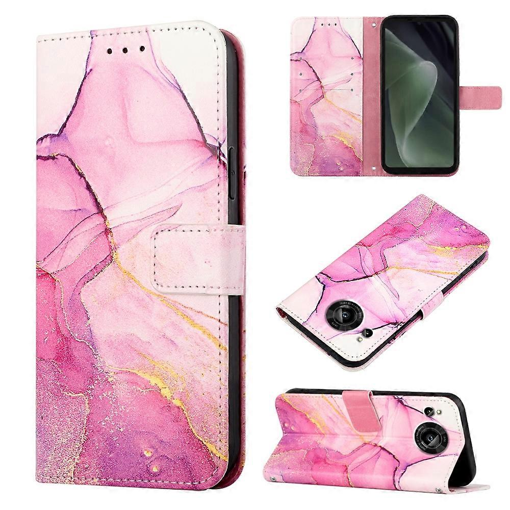 For Sharp Aquos Sense7 SH-V48 PT003 Marble Pattern Flip Leather Phone Case