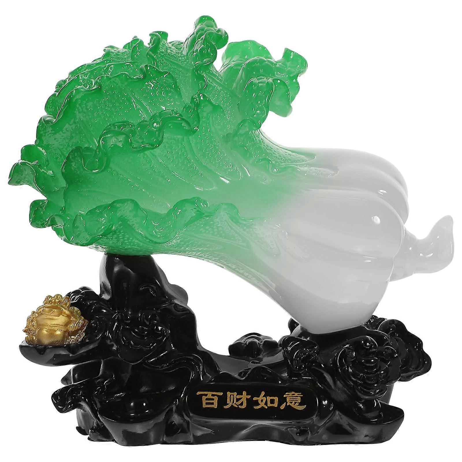 Feng Shui Cabbage Ornament Resin Jade Statue Symbol of Prosperity for Home and Office Decor