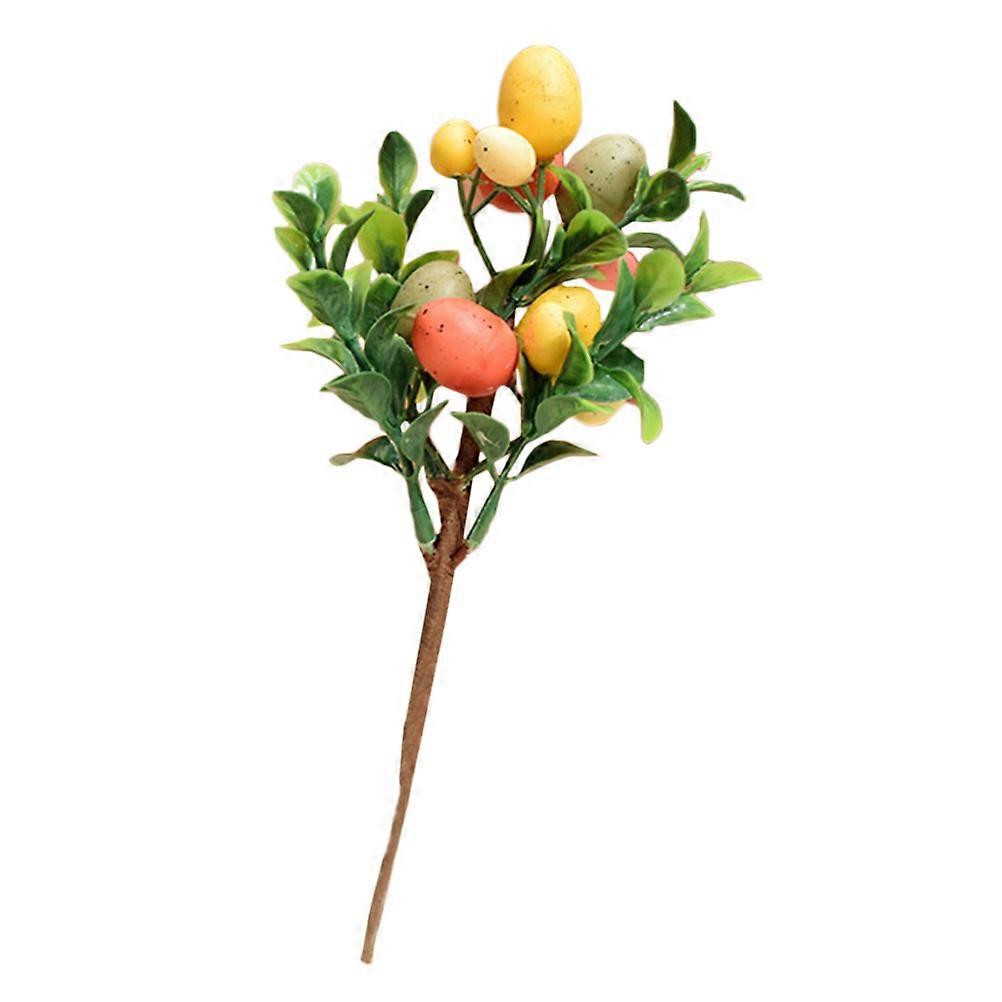 Colorful Easter Table Centerpiece Stem with Artificial Leaves and Spring Eggs