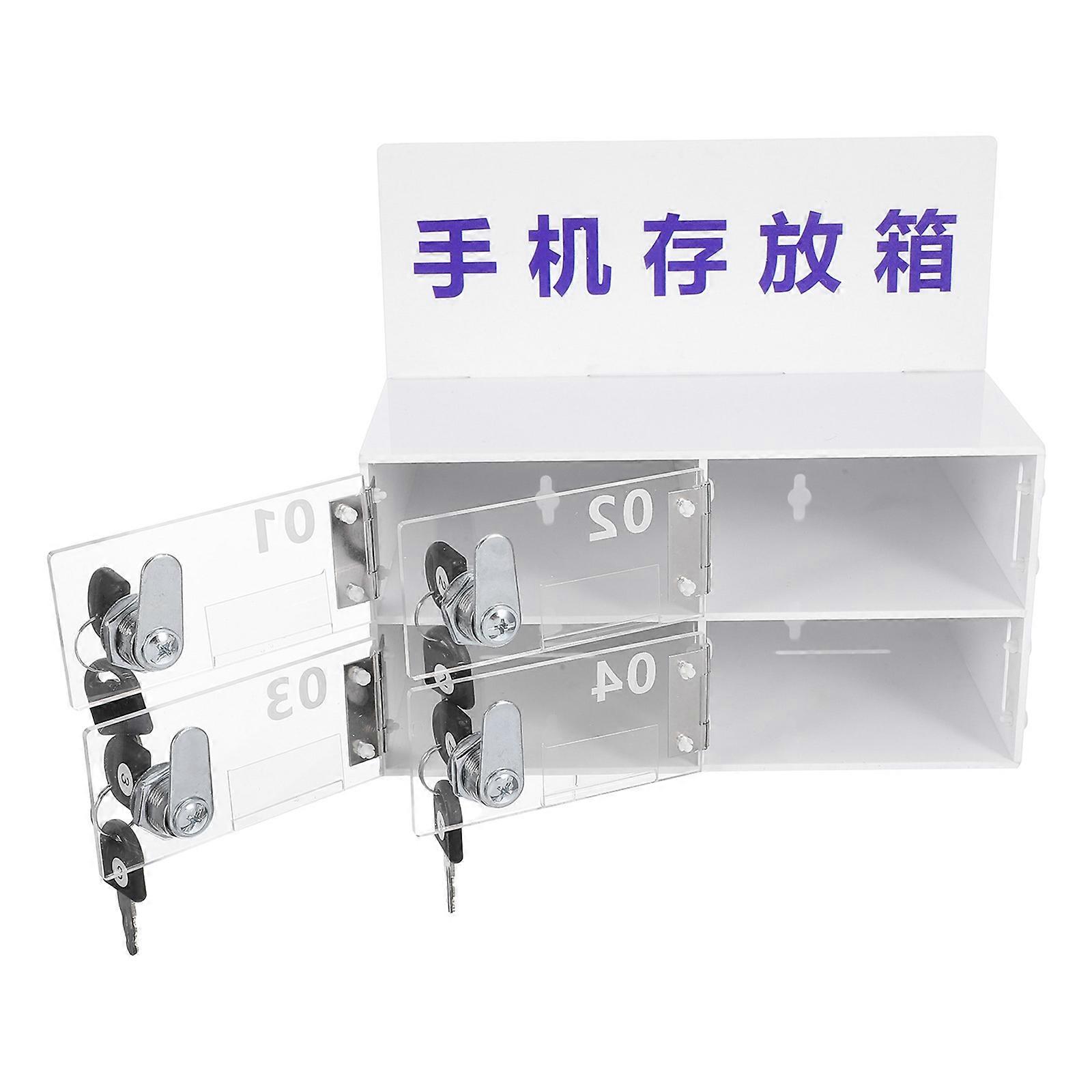 Cell Phone Storage Cabinet for Workshop Acrylic Mobile Phone Cabinet with Lock 4-Grid