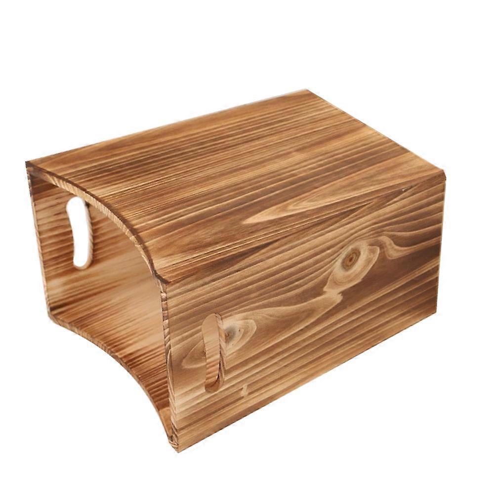 Rustic Wooden Trash Can For Homeowners Office Use With Coffee Color Compact Shape 1Pack