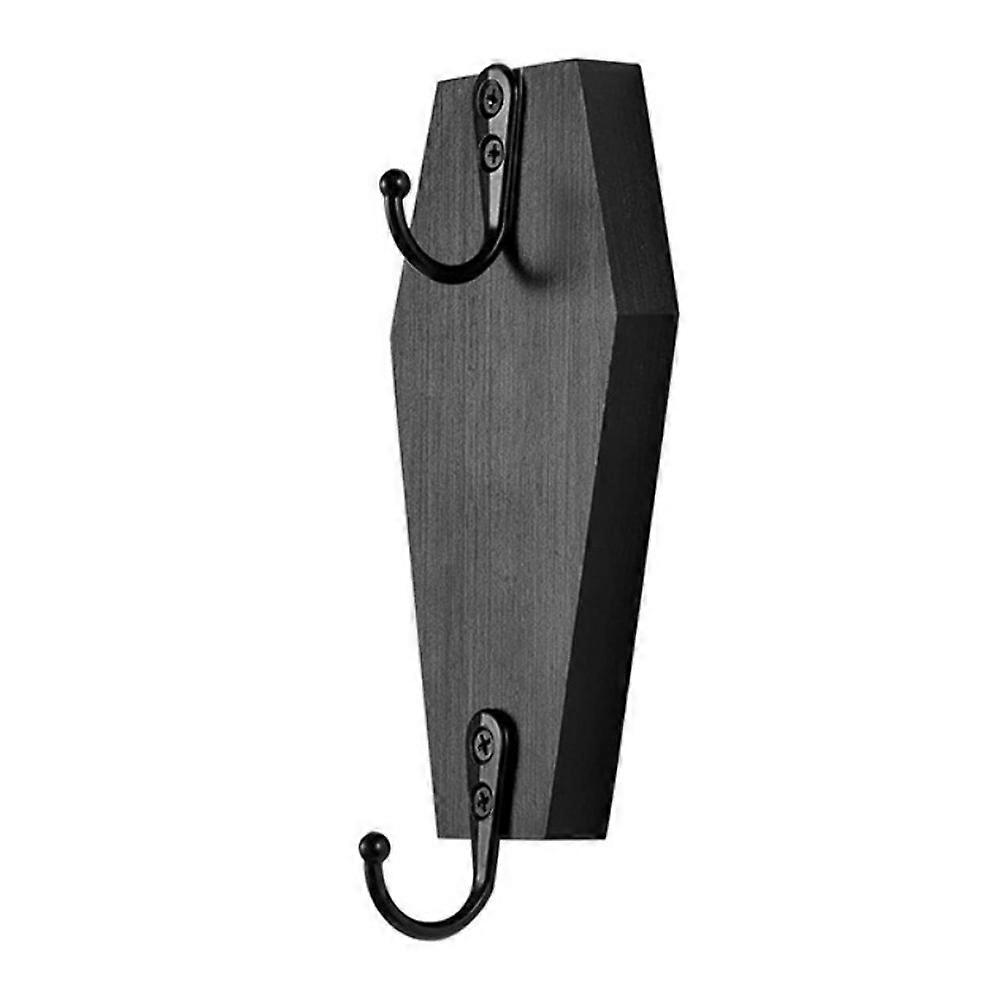 Wooden Coffin Wall Hook Black for Fixing Use Decorative Wall Hook Rack