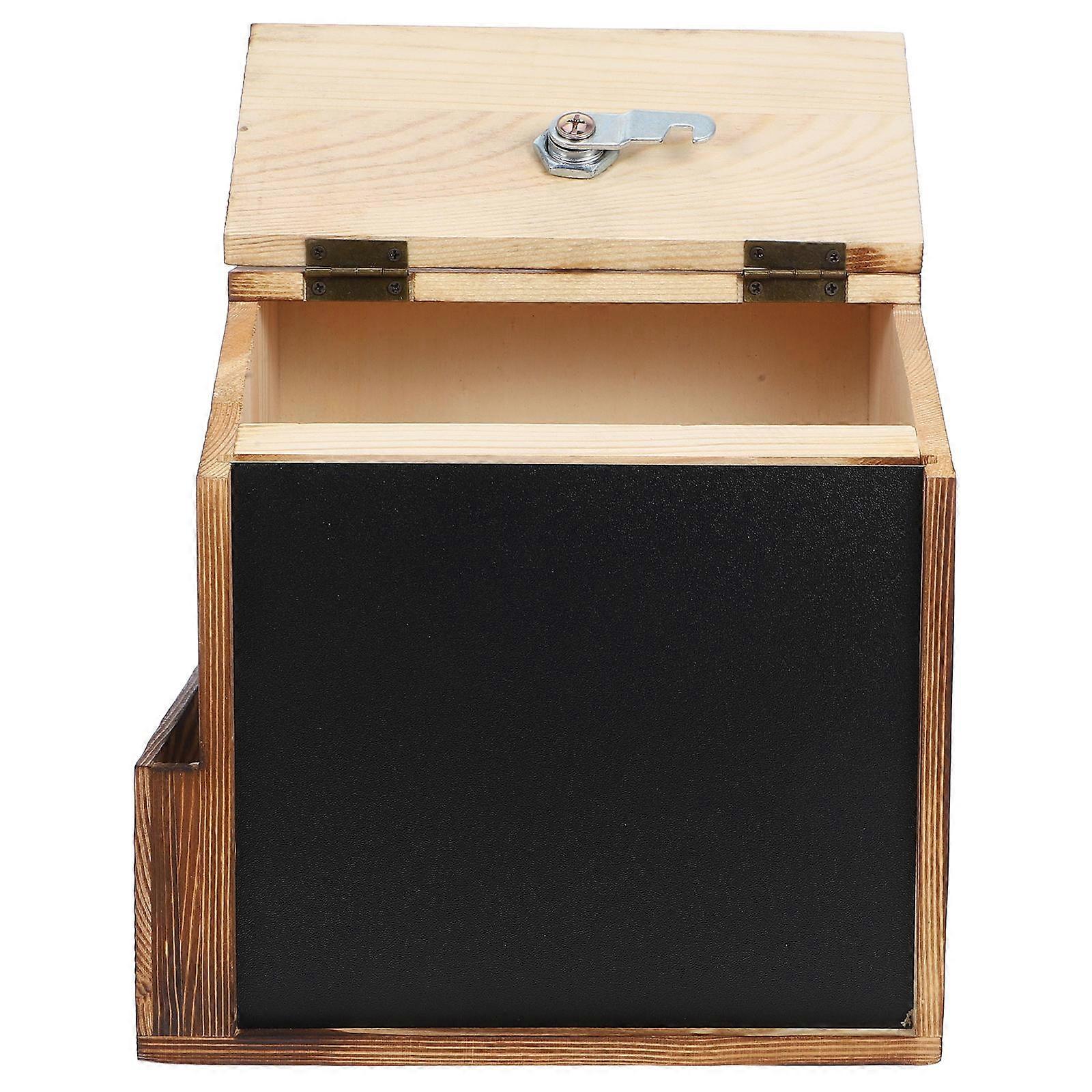 Wall Mount Design Wooden Suggestion Box With Lock Dark Brown Color Message Display Office Use 21.00X20.0.0X16.30CM 1Pcs