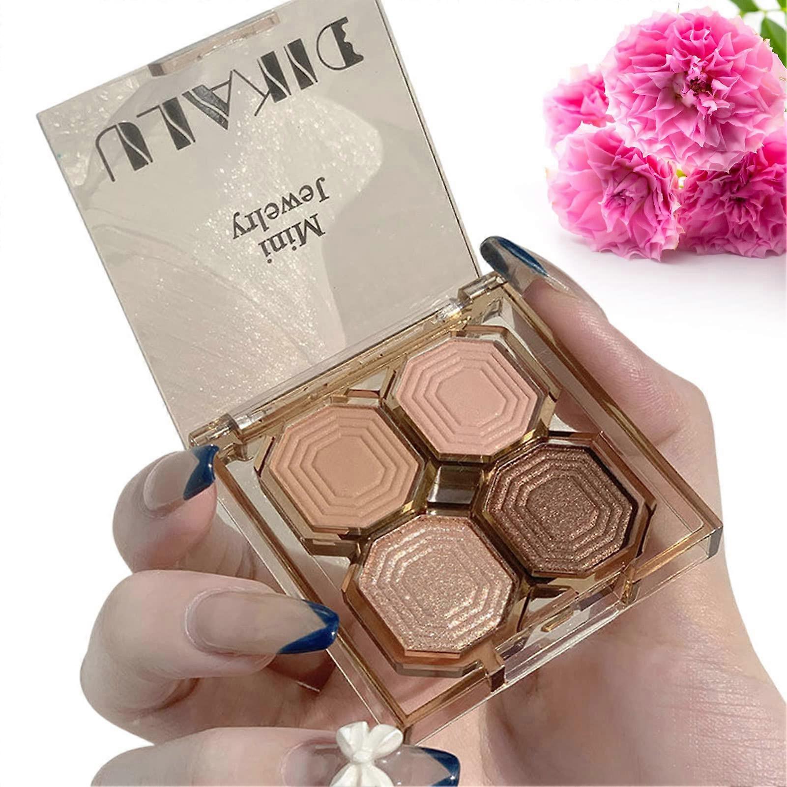 Eyeshadow Palette 4 Colors Matte and Shimmer, Long Lasting Waterproof  Pigment 01 Play Ground Color