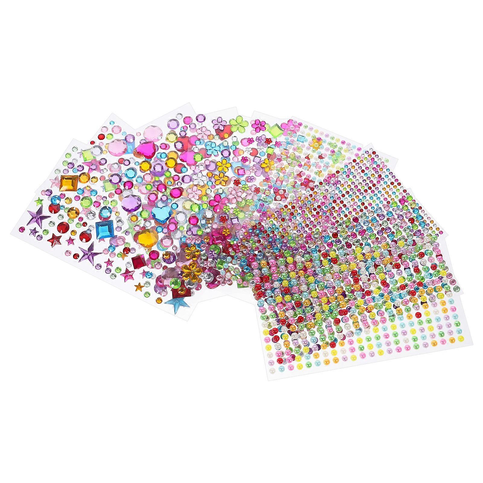 Adhesive Gem Stickers 50 Sheets Mixed Style Craft Gems For Cellphone Case Decoration And DIY Projects Assorted Color 50Sheets