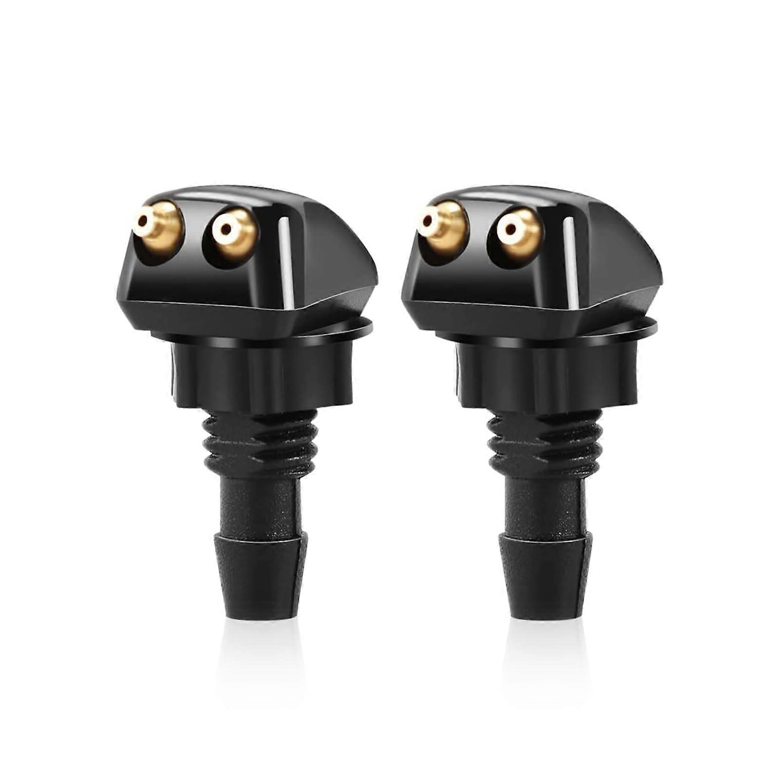 2 PCS Dual Orifice Windshield Washer Nozzle, Adjustable Spray Jet for Wide Coverage Cleaning, Black