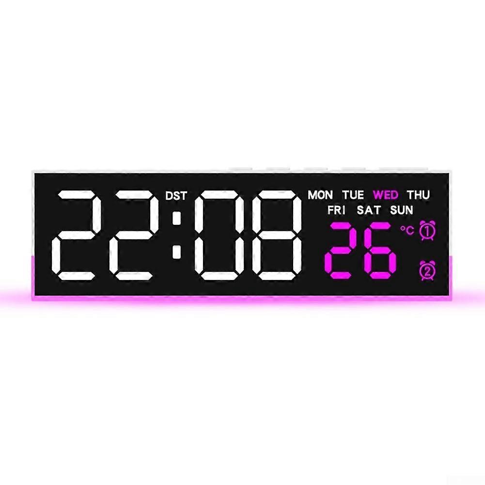 Digital Alarm Clock LED Display with Night Light, 3 Brightness Levels, Temp in C/F, Pink ABS