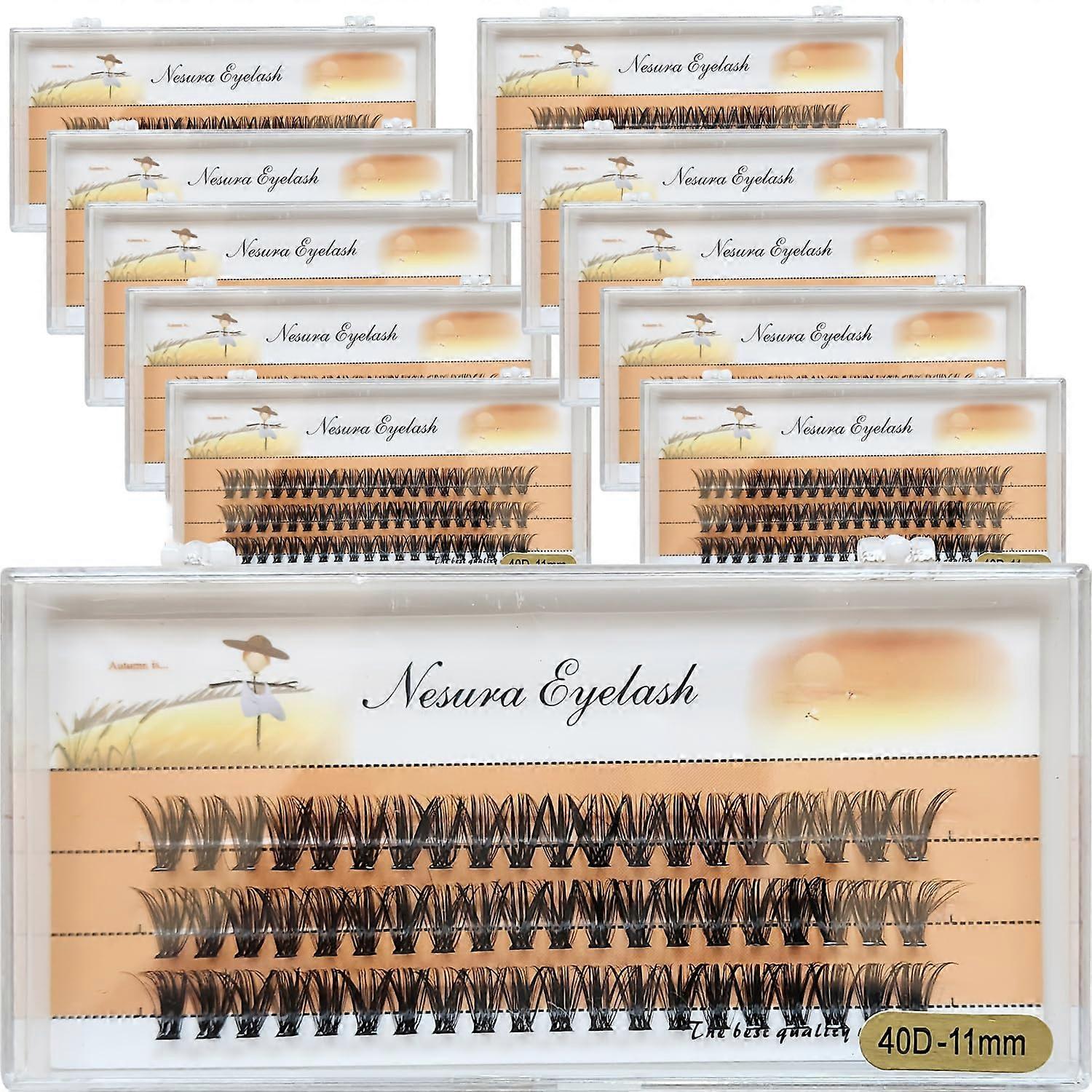 10 Boxes 40D Faux Mink Individual Lash Clusters D Curl Mix 916mm UltraDense Reusable