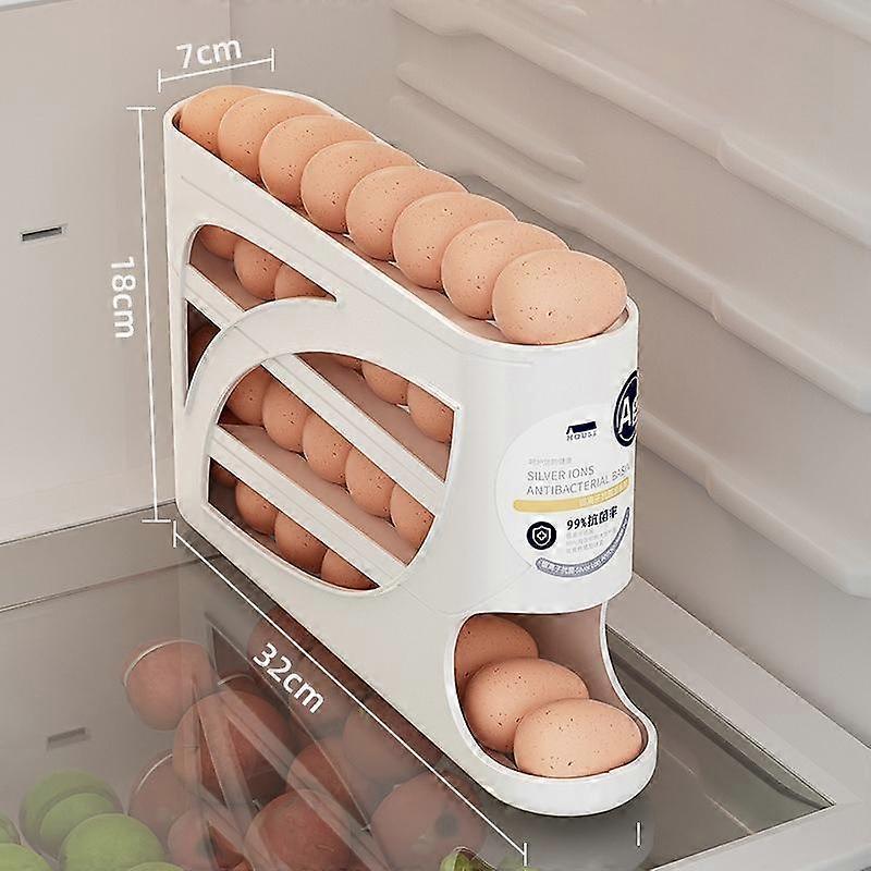 1PC refrigerator automatic egg rack filler. Automatically slides down. Saves effort and space. Large capacity stackable egg