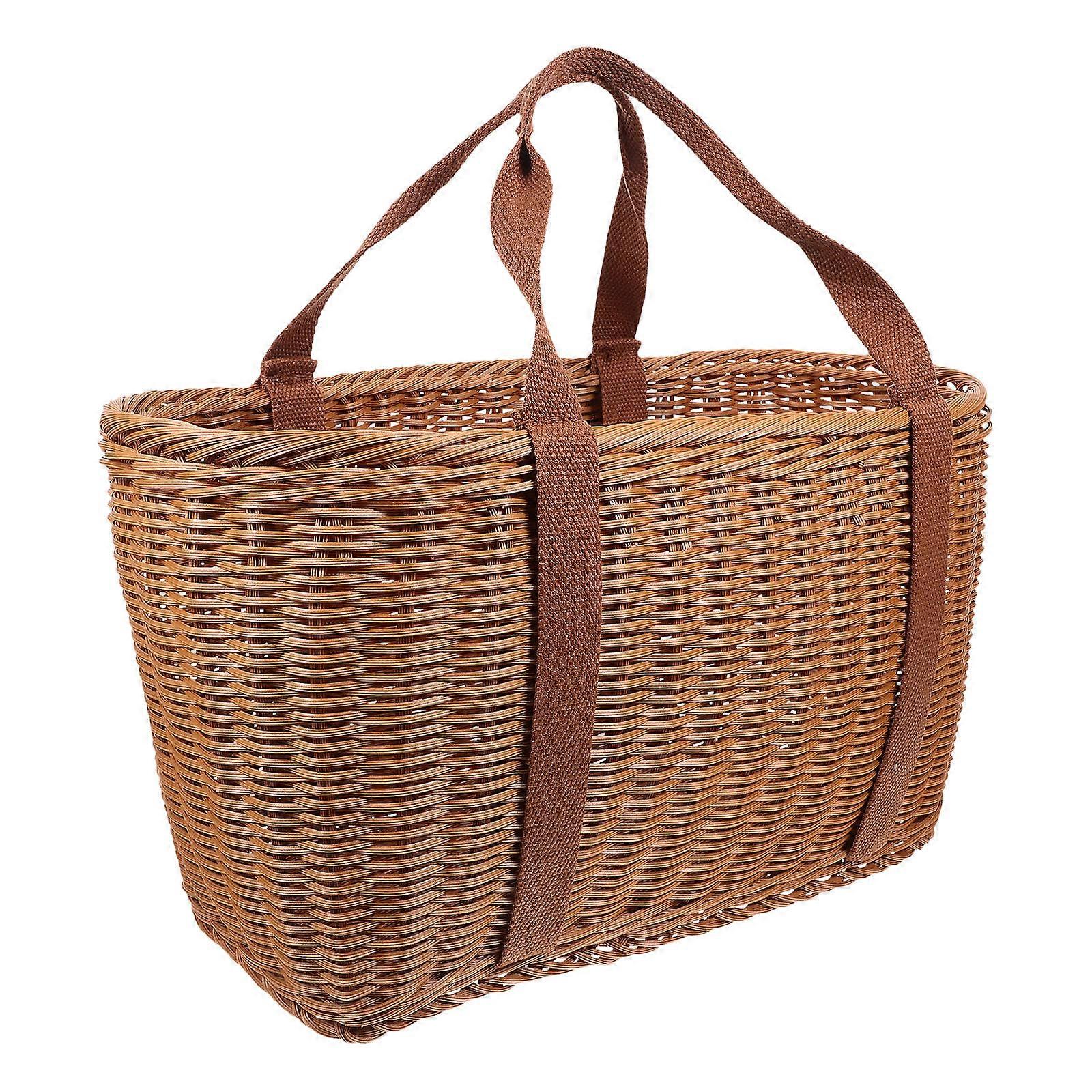 Simulation Rattan Woven Basket Handheld Picnic Basket for Fruit Picking