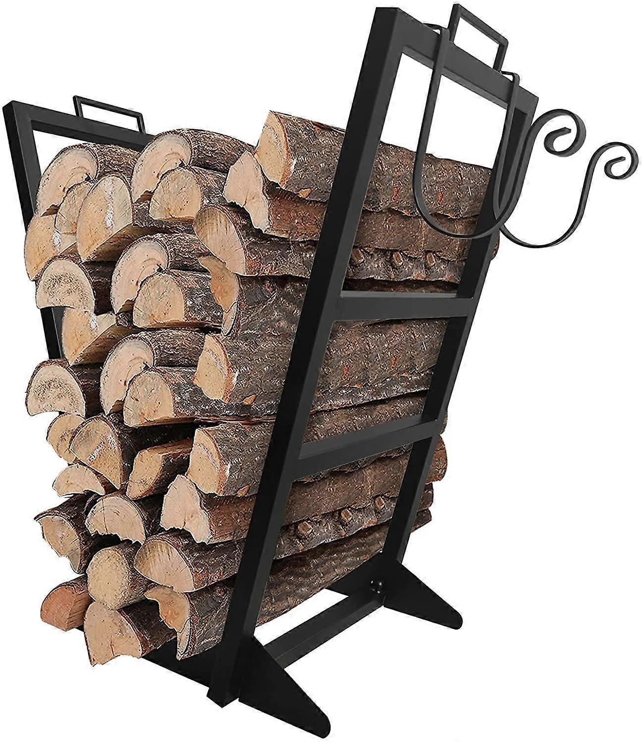 Firewood Rack Outdoor Log Holder with Weatherproof Powder Coating and Adjustable Elevated Base