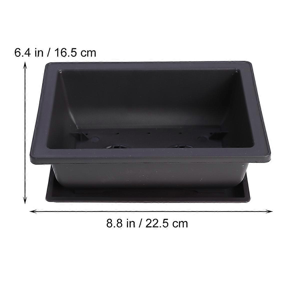 Plastic Planter Pot Rectangular Flower Pots for Bonsai Cactus Large Size Dark Brown Waterproof Durable 3Pcs