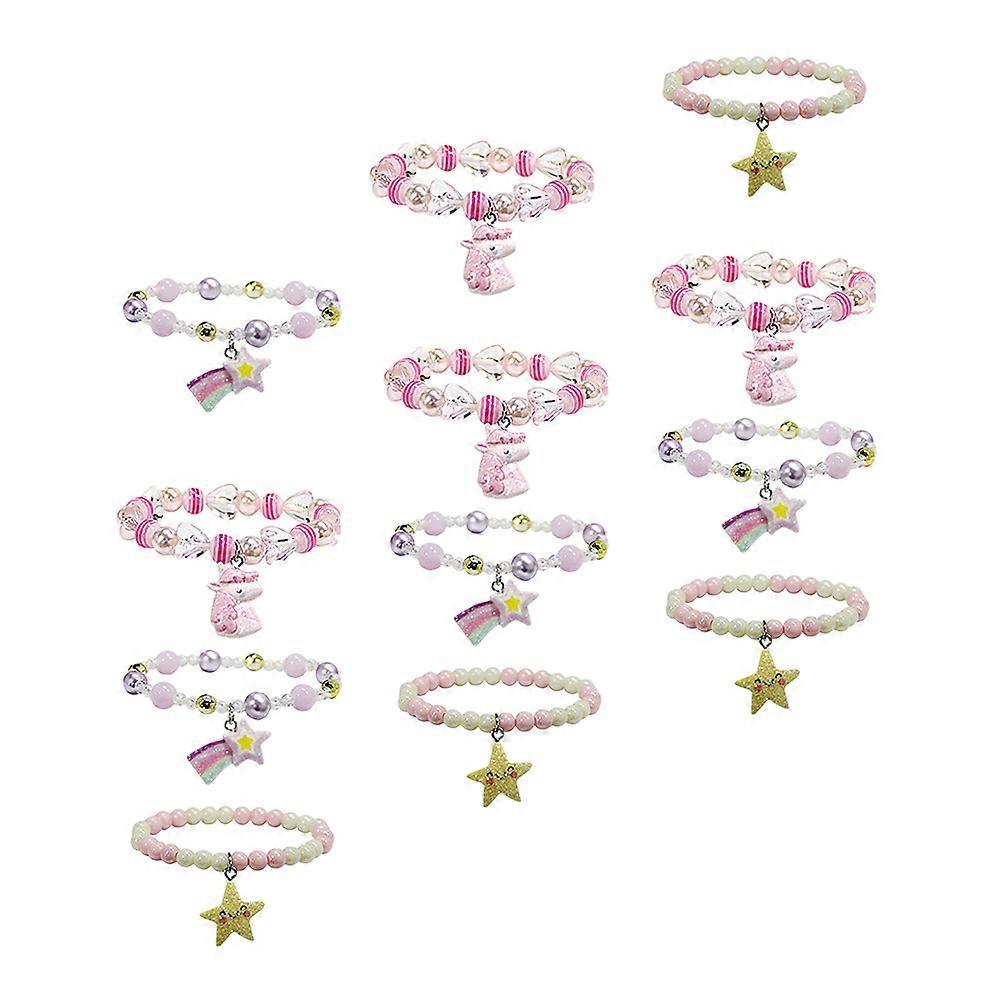 Children Beaded Bracelets Elastic Bracelets for Decoration 4Sets