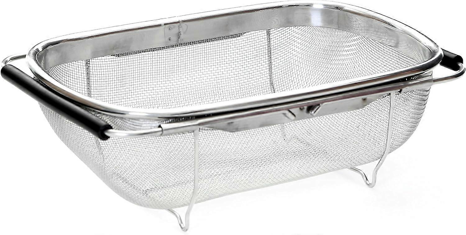 Over the Sink Colander Stainless Steel Mesh Strainer Adjustable Extendable Large Capacity 3858cm
