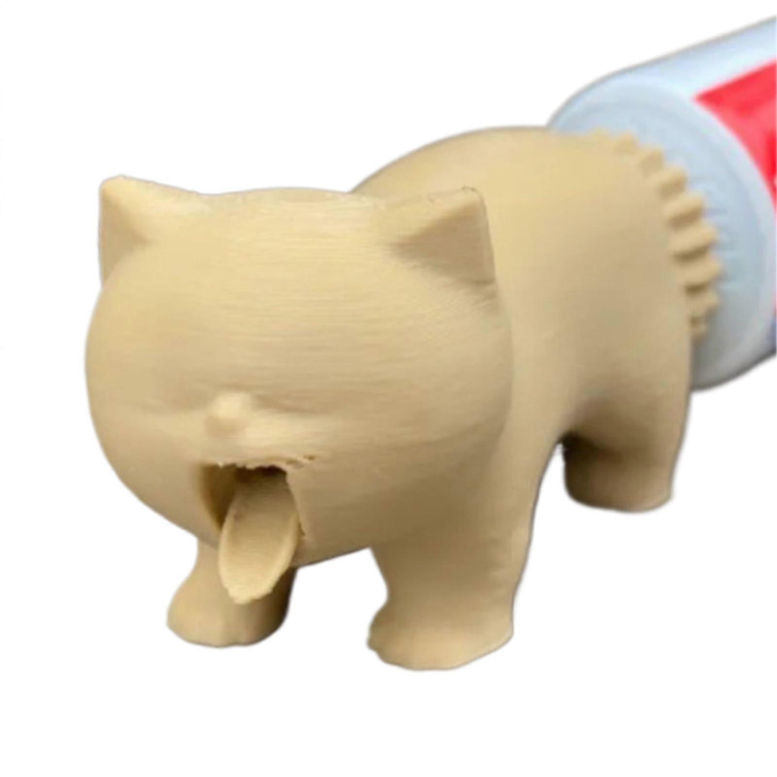 Cat Toothpaste Dispenser with Cute Cartoon Design, Creative Kitty Cap Squeezer for Kids Bathroom