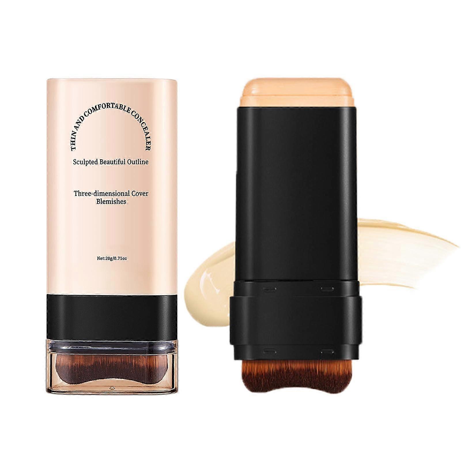 Foundation Stick with Brush Hydrating Cream Formula Buildable Coverage Makeup Stick 05#Honey