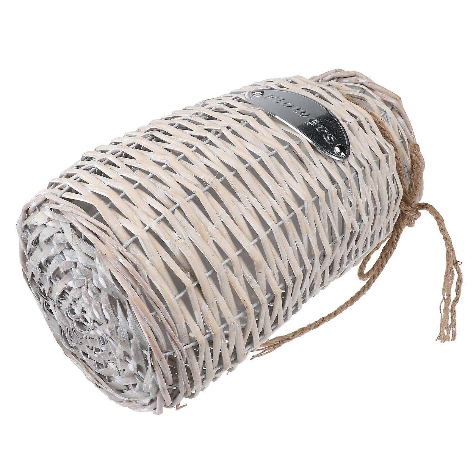Cane Flower Vase Rustic Storage 1Pcs Woven Creative White Container