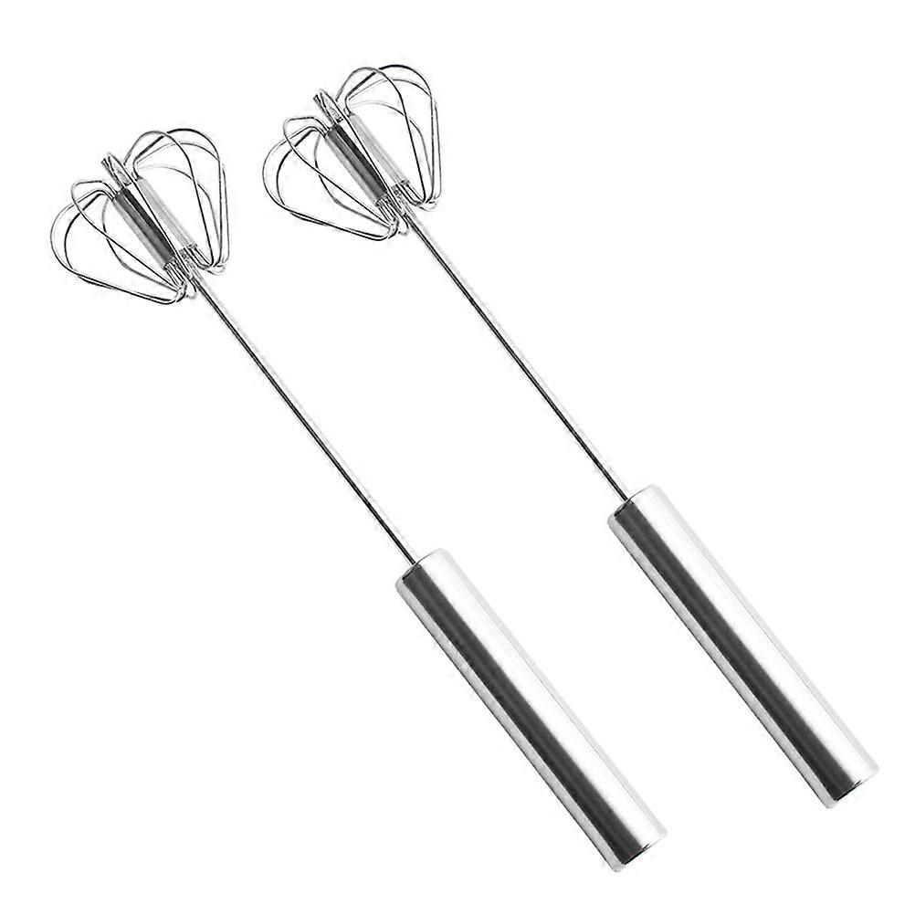Semi-Auto Egg Beater for Kitchen Baking 2Pcs Stainless Steel Whisks