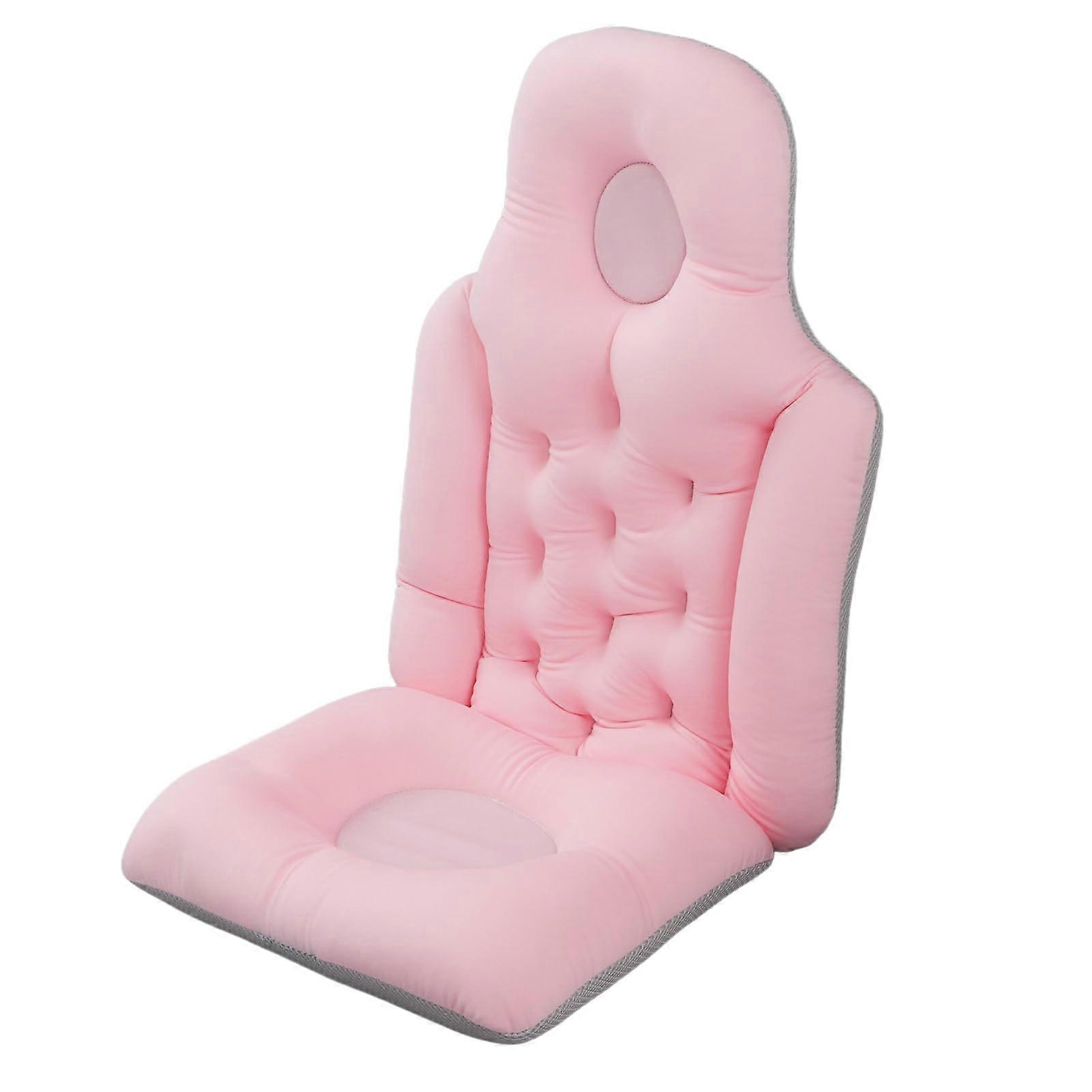 Bathtub Cushion Full Body Support with Ergonomic Neck Rest Quick Drying Pink Foldable Bath Pillow