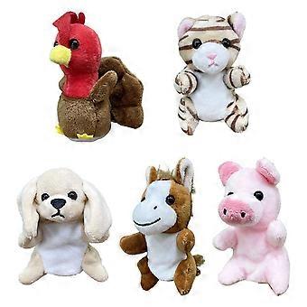 5PCS Interactive Cartoon Animal Finger Puppet Plush Figure Toy for Group Game Enhancing Social Skill for Preschooler Multicolor