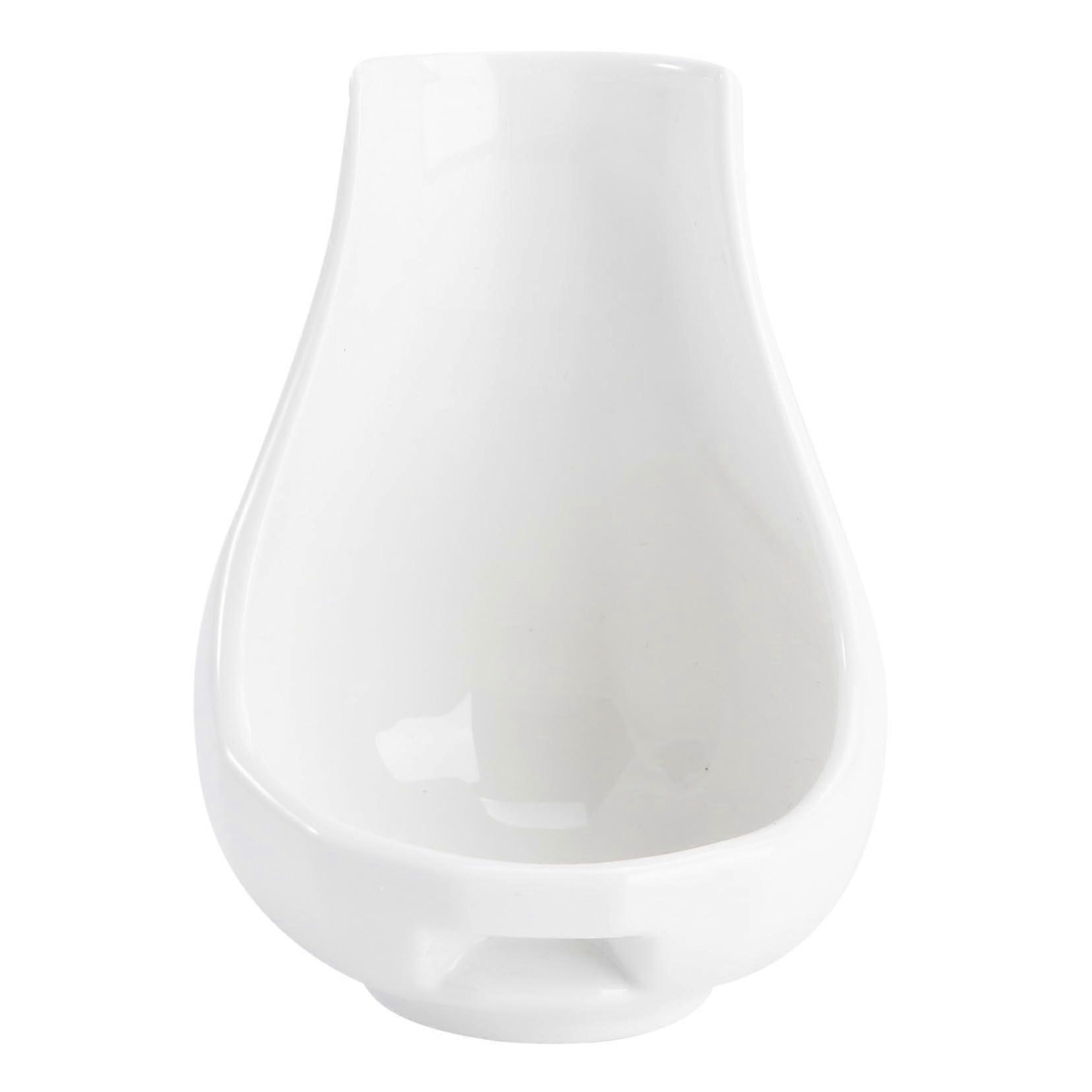 White Ceramic Spoon Rest and Utensil Holder Wide Surface Easy Clean for Kitchen Cooking