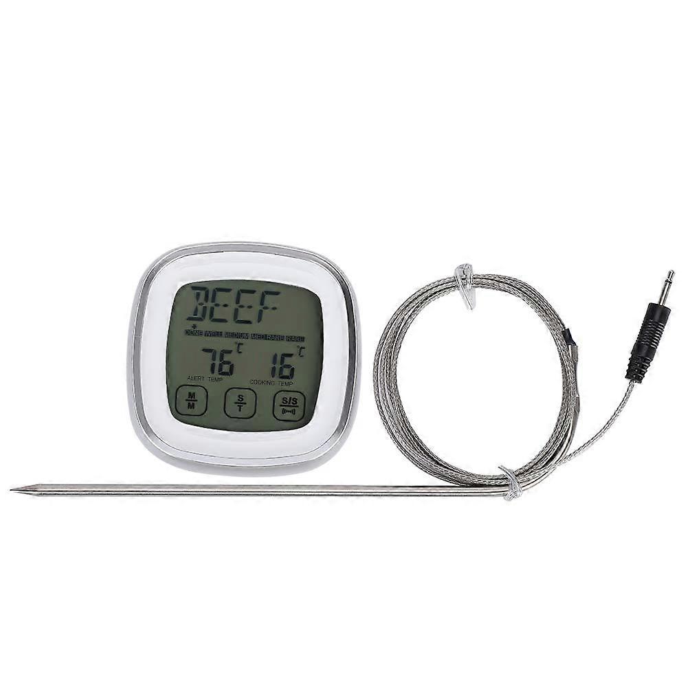 Digital Food Thermometer with Backlight and Timer Alarm, Foldable Probe for BBQ Grill Smoker