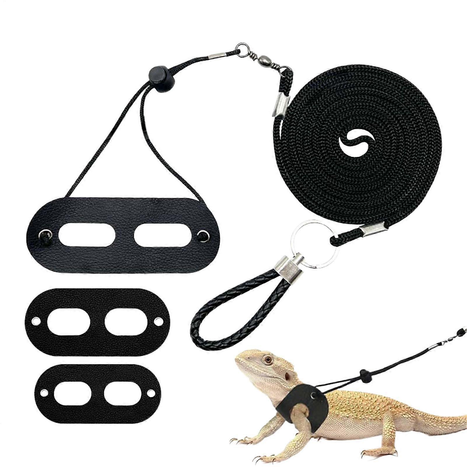 Bearded Dragon Harness Adjustable Leather Lizard Walking Leash for Outdoor Use and Secure Fit