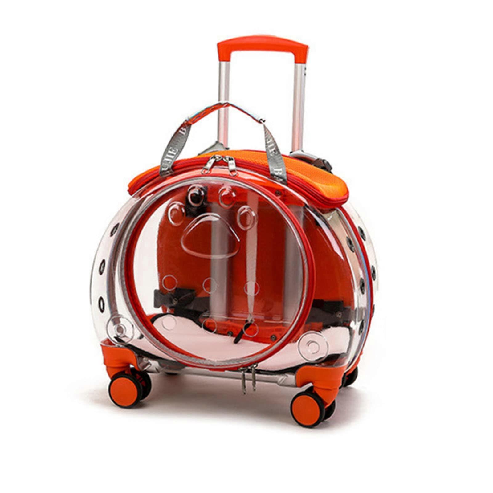 Airline Approved Cat Carrier Backpack with Wheels, Breathable Mesh, Spacious Design, Orange