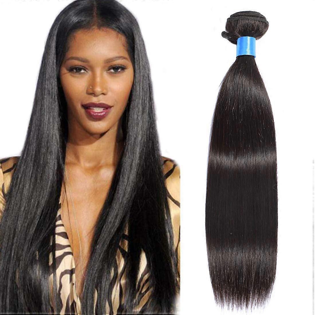 Virgin Human Hair Extensions Straight 12 Inch Natural Black Bundle Unprocessed Tangle Resistant