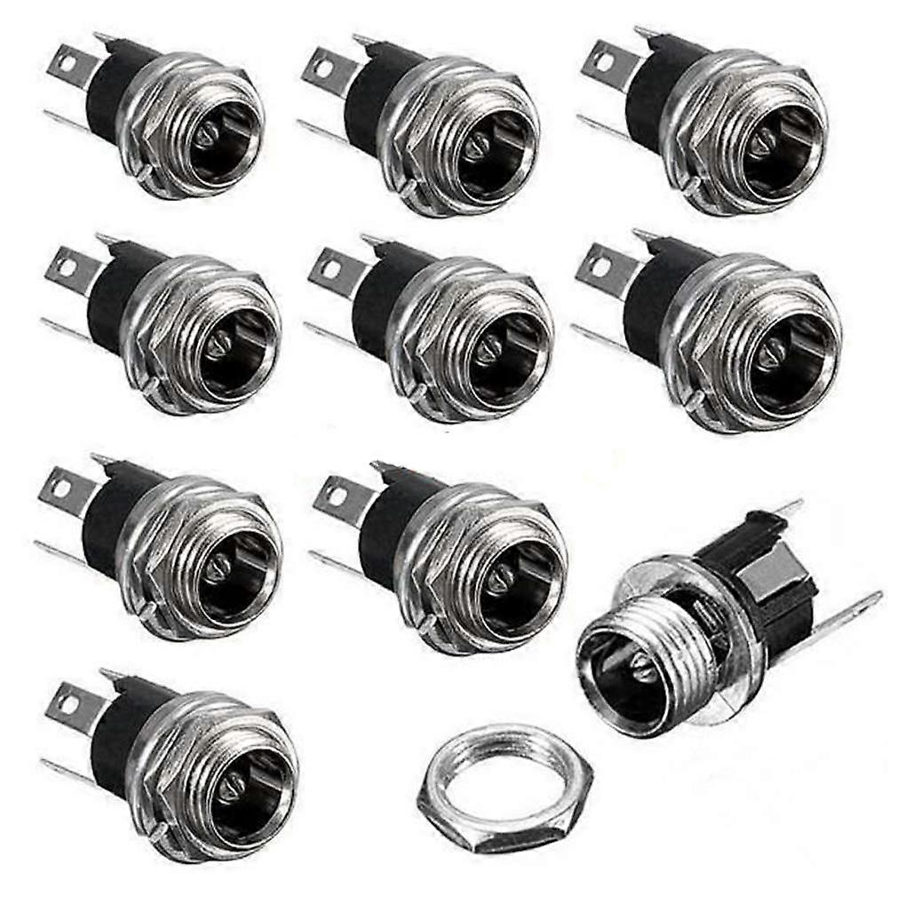 10pcs DC Power Jack 5.5mm x 2.1mm Female 3Pin Panel Mount Socket for Electronics DIY