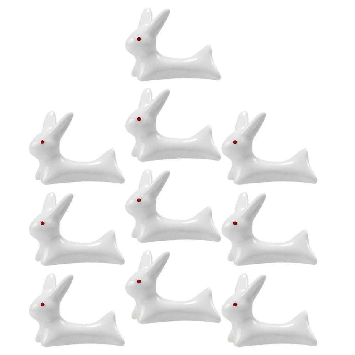 10pcs Ceramic Bunny Chopstick Rests Adorable Rabbit Holders for Dining Table and Pen Stand
