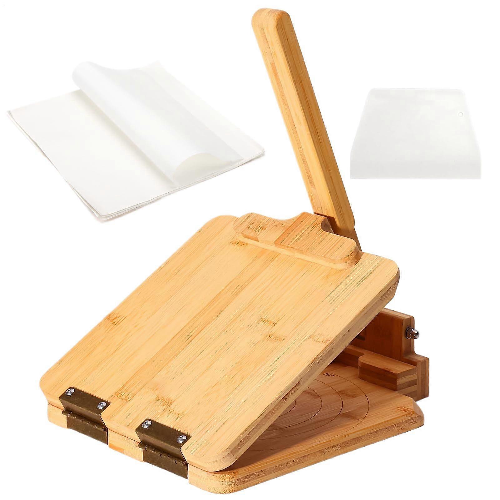 Heavy Duty Tortilla Press Chapati Maker with Nonstick Surface and 60 Parchment Papers for Flatbreads