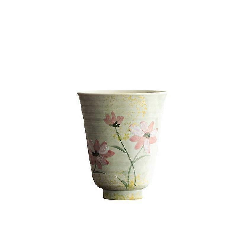 Ceramic Tea Cup 65ml Hand Painted Daisy Design for Matcha and Tea Tasting