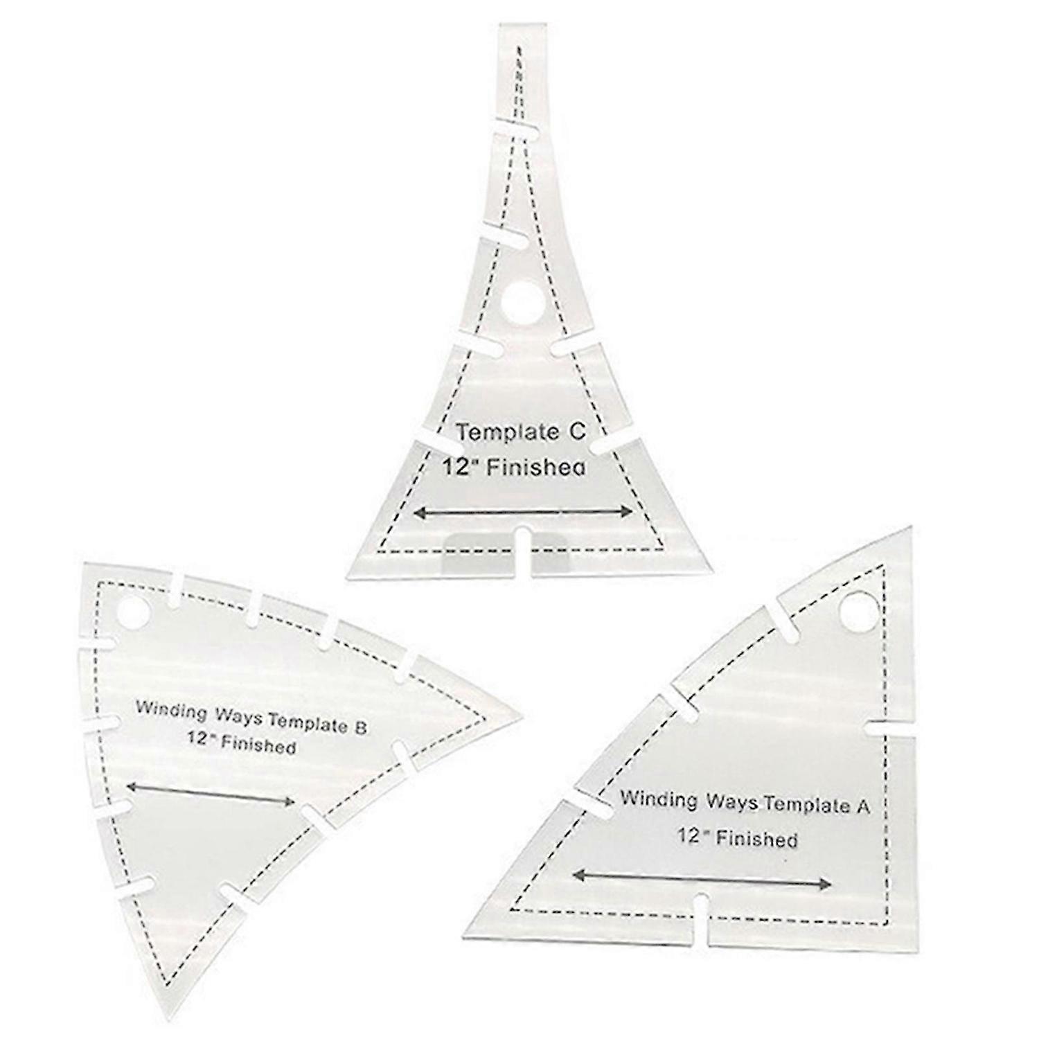 3pcs Winding Ways Template Set Hand-made Sewing Patterns Acrylic DIY Tool for Sewing Lovers