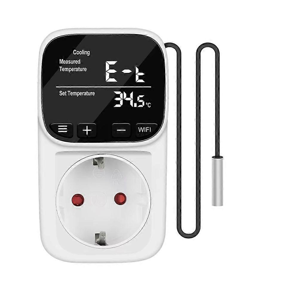 Smart WiFi Digital Thermostat Socket Tuya App Remote Thermostat with Timer Sensor Probe Heating Cooling Switch EU Plug