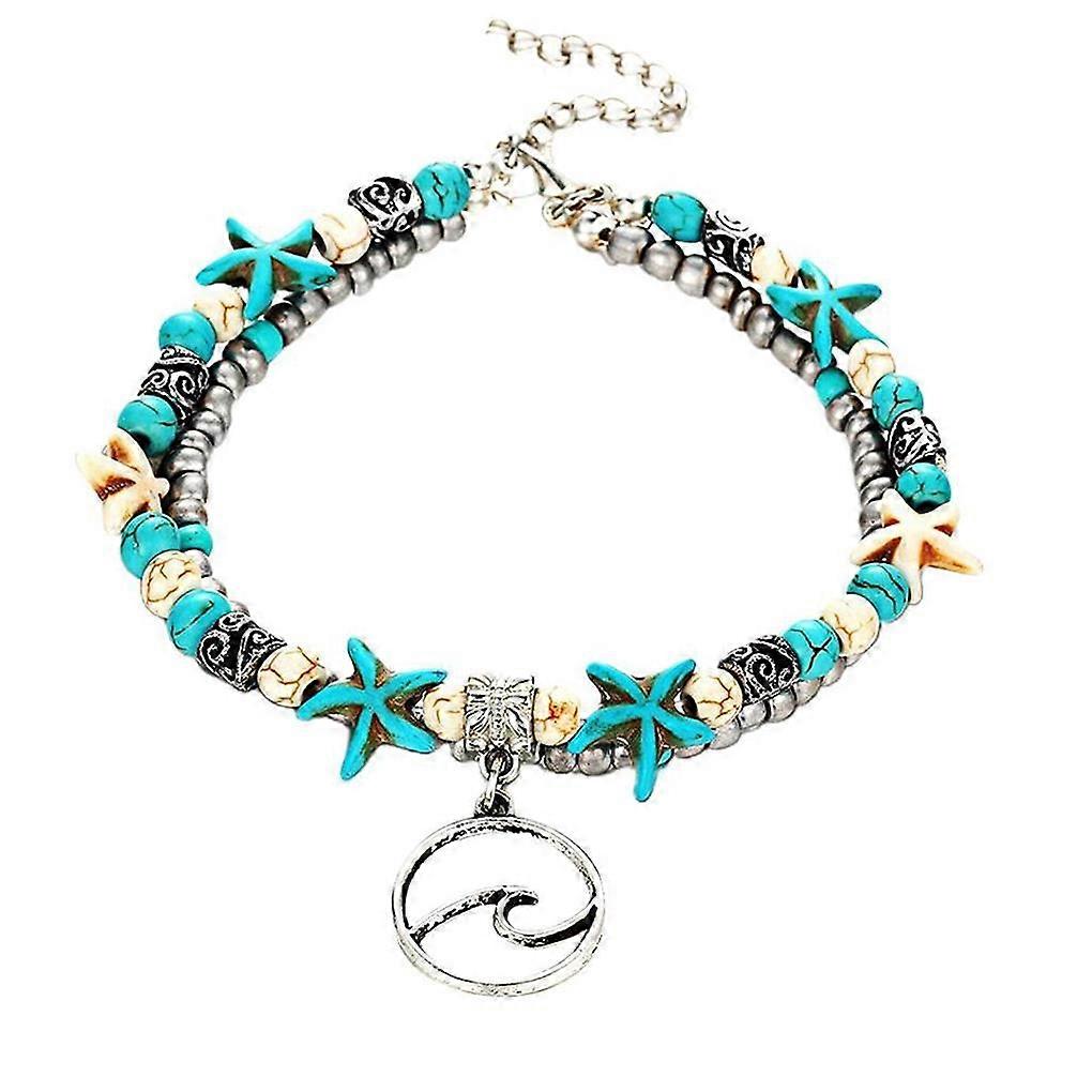 Bohemian Style Ankle Bracelet With Starfish Turtle Charm Multi-layer Starfish Turtle Anklets
