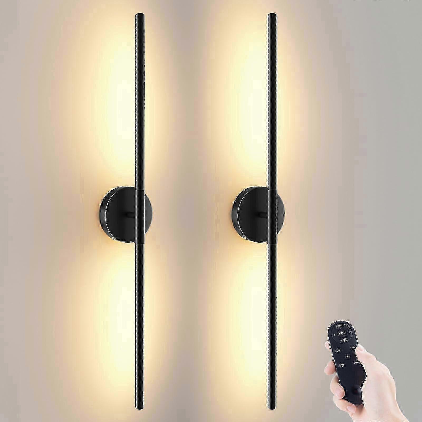 2 Set Battery Powered Wireless Rechargeable Dimmable Removable Wall Sconces, 27.6 Inch Length