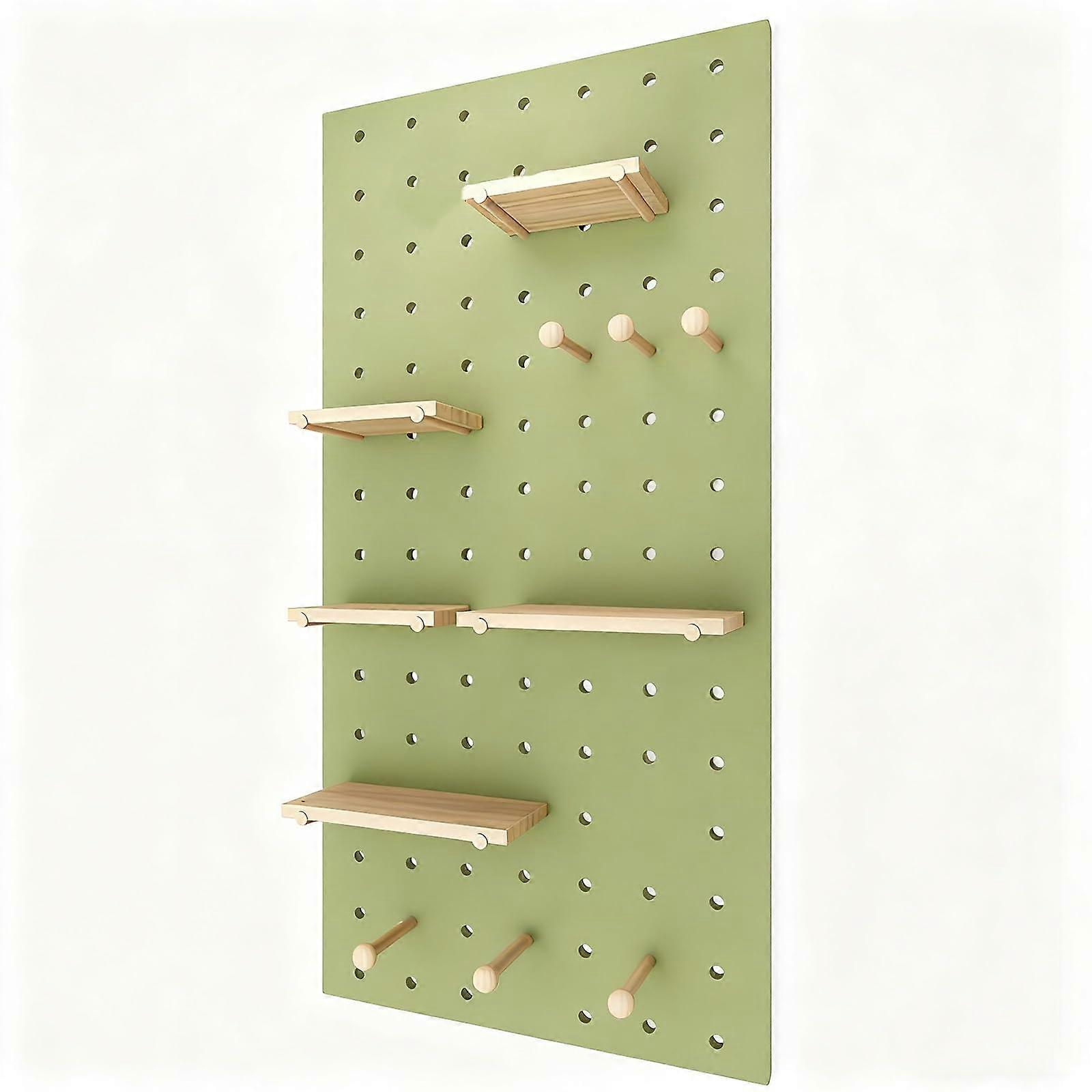 Pegboard Wall Organizer Solid Wood 47x24 Inch Green for Kitchen Home SpaceSaving Storage