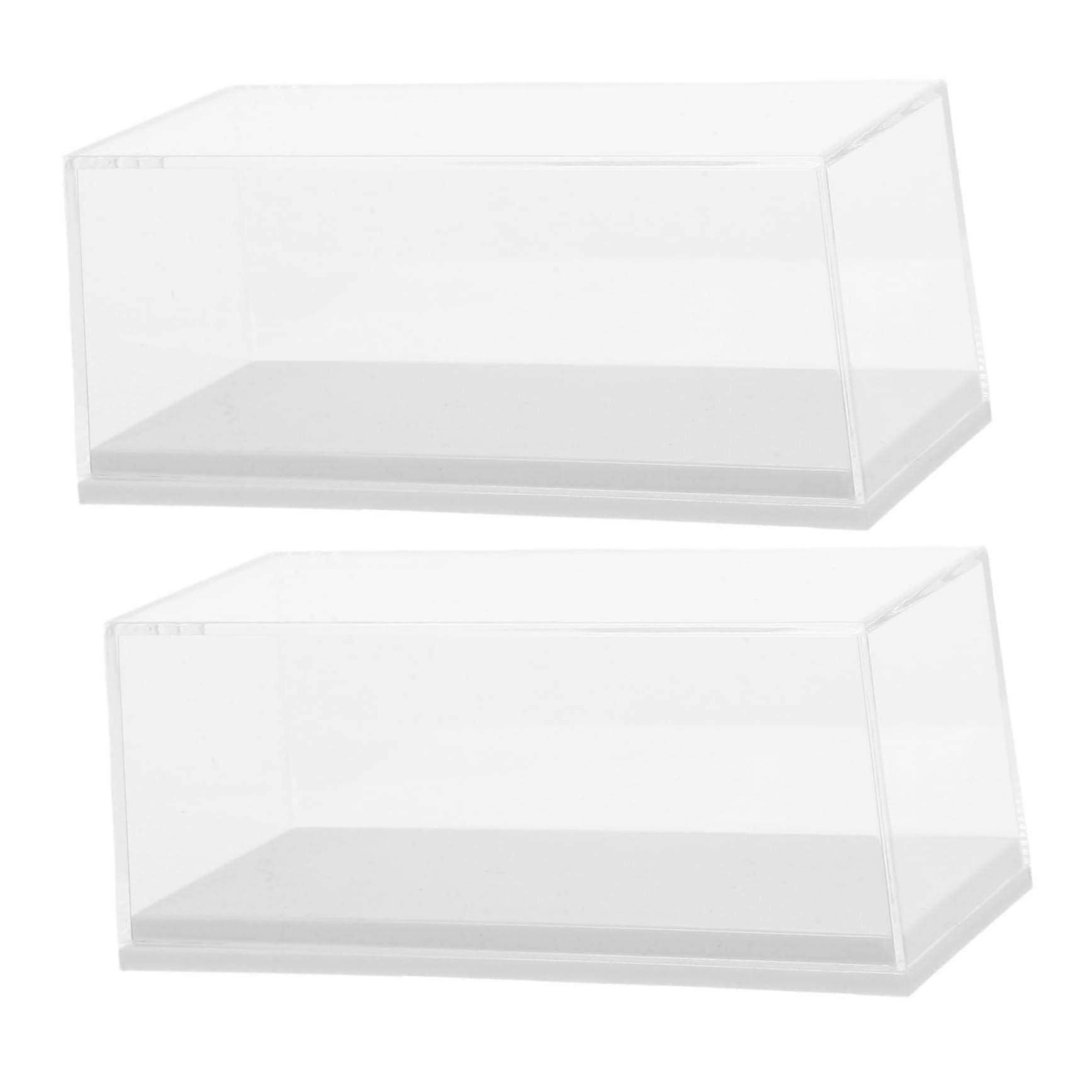 2pcs Clear Acrylic Model Car Display Case with Base, Dustproof Collectibles Storage Box