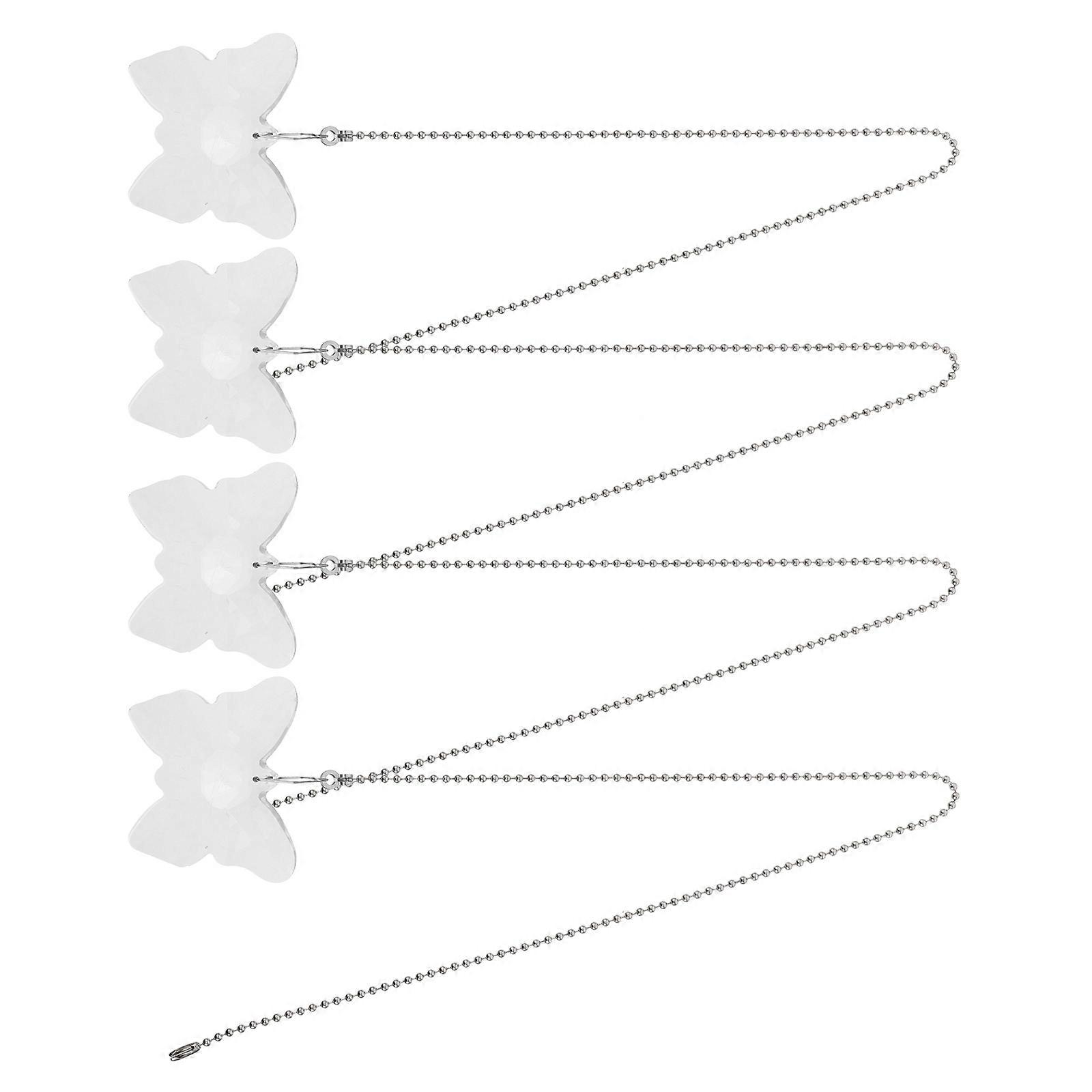Decorative Crystal Ceiling Fan Pull Chain Extension with Butterfly 4Pcs