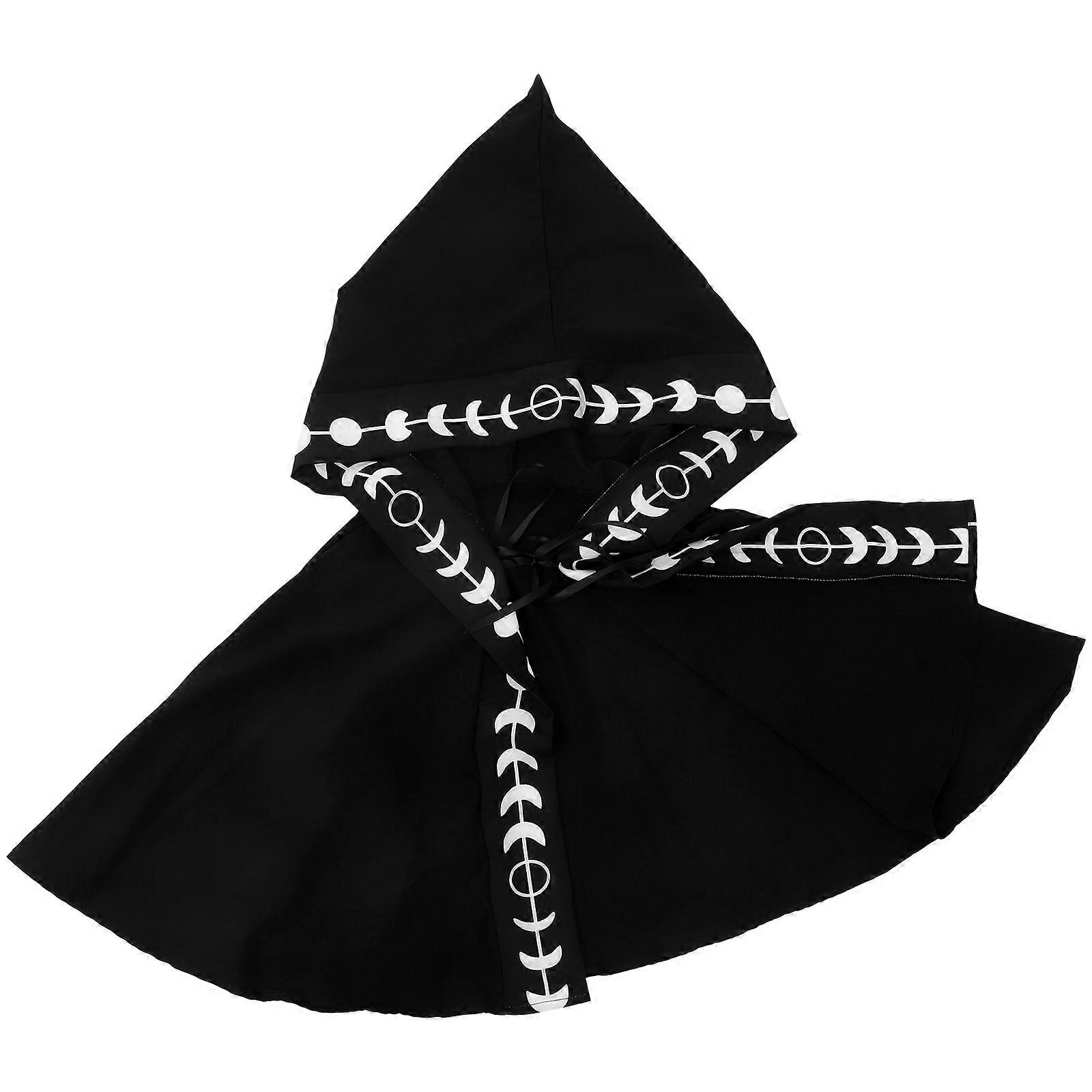 Witch Cowl Hat Halloween Cowl Cloak for Halloween Black Polyester