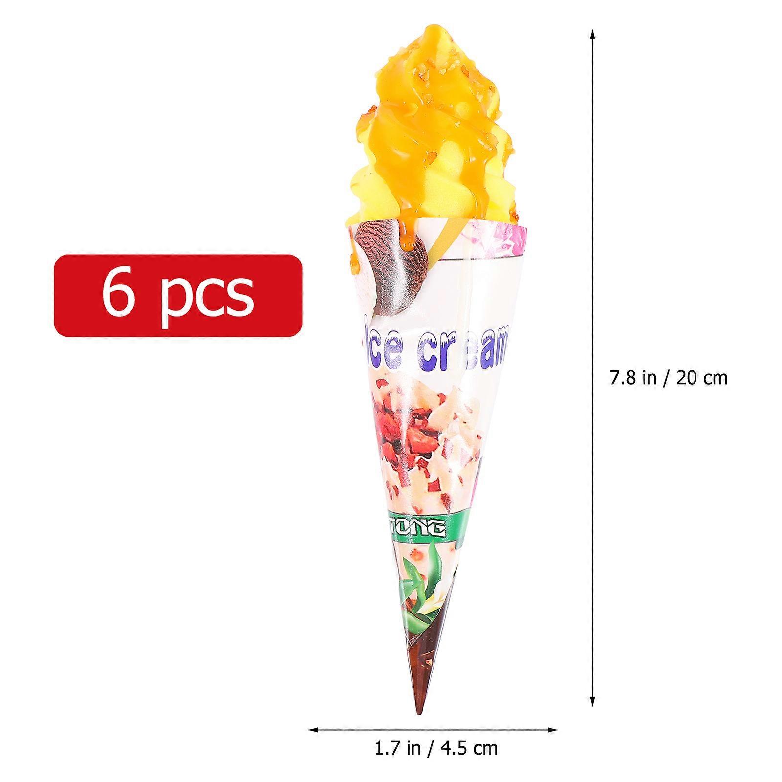 Artificial Ice Cream Cone Model for Decoration 6Pcs Set