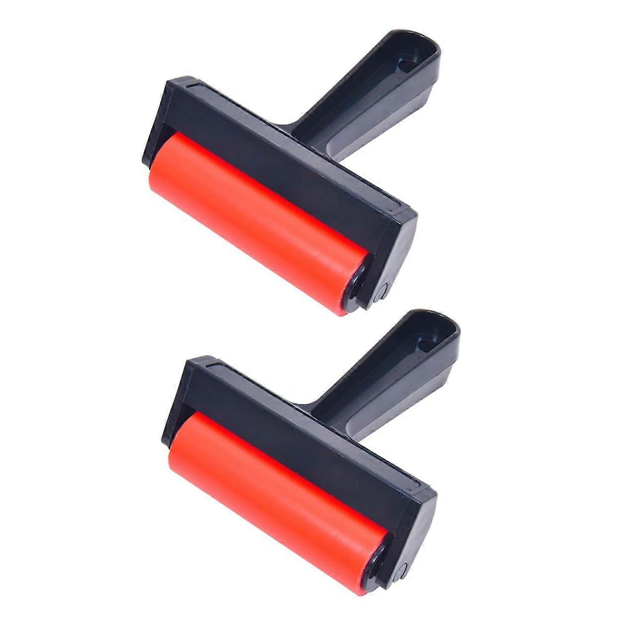2Pcs Durable Printmaking Rollers with Ergonomic Grip for Even Ink Application and Craft Projects Random Color