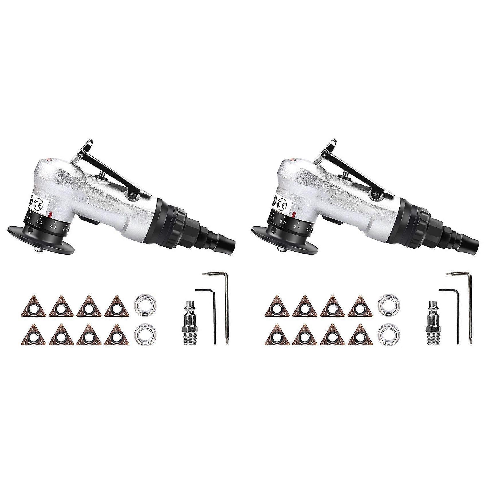 2X Mini Pneumatic Chamfering Tool with Replace Blades Inserts and Bearings, 45 Degree Air Chamfer Deburring Tool