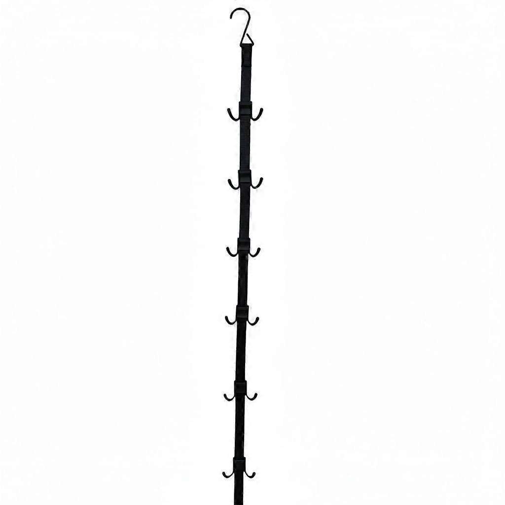 Hanging Closet Organizer with Adjustable Hooks, SpaceSaving Vertical MultiTier Storage Strap, Black