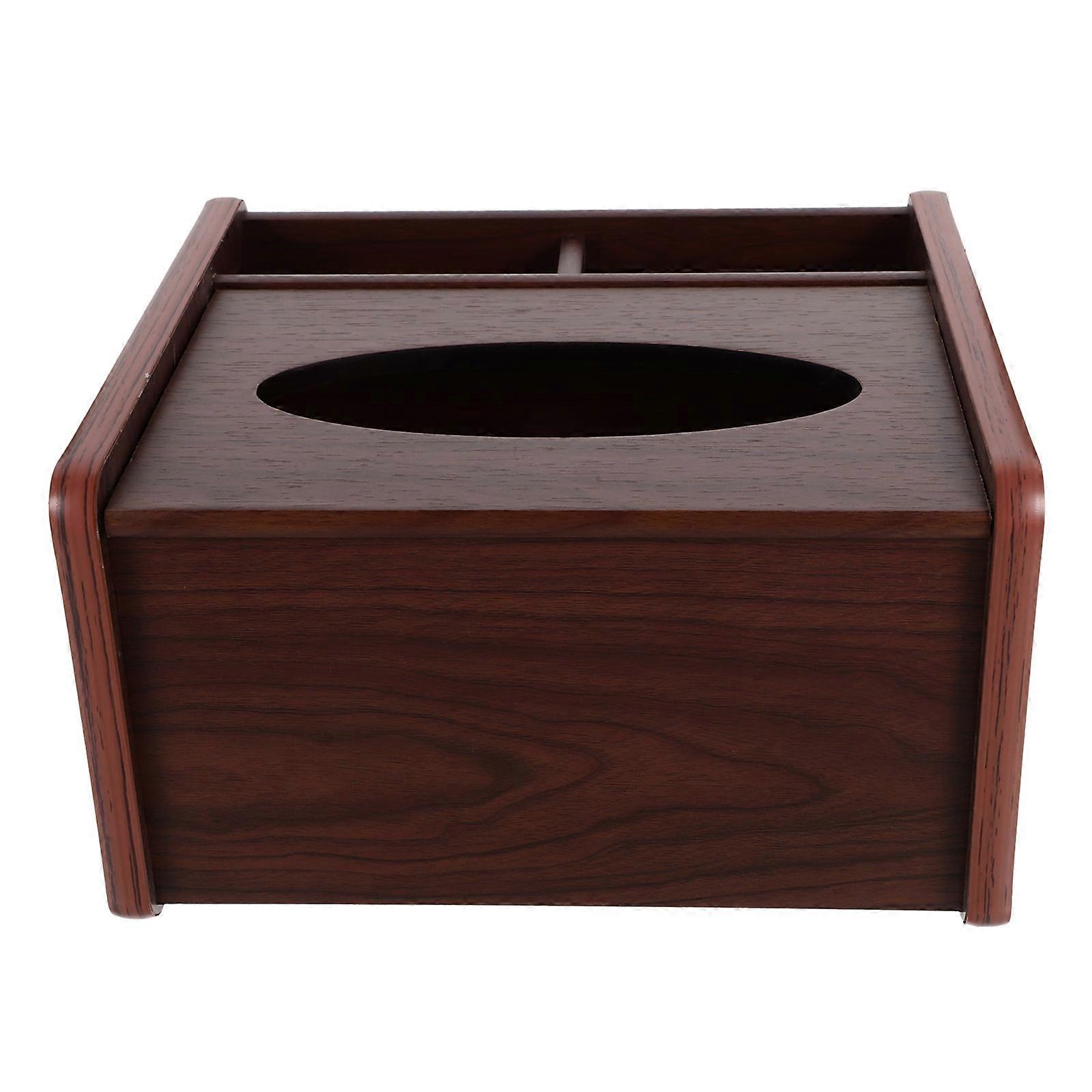 Brown Tissue Box Remote-Control Storage Box for Home Use
